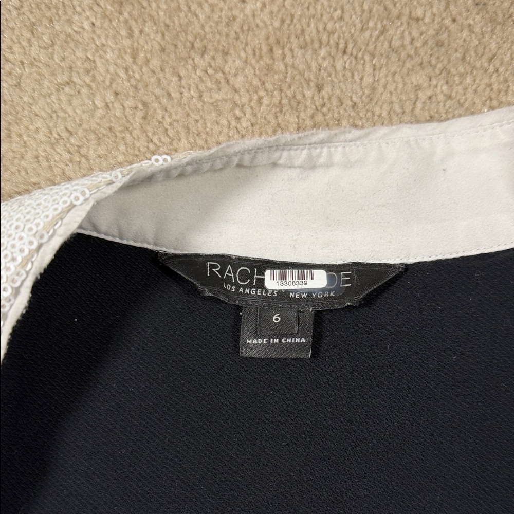 Rachel Zoe Black Blouse with White Trim - Picture 2 of 8